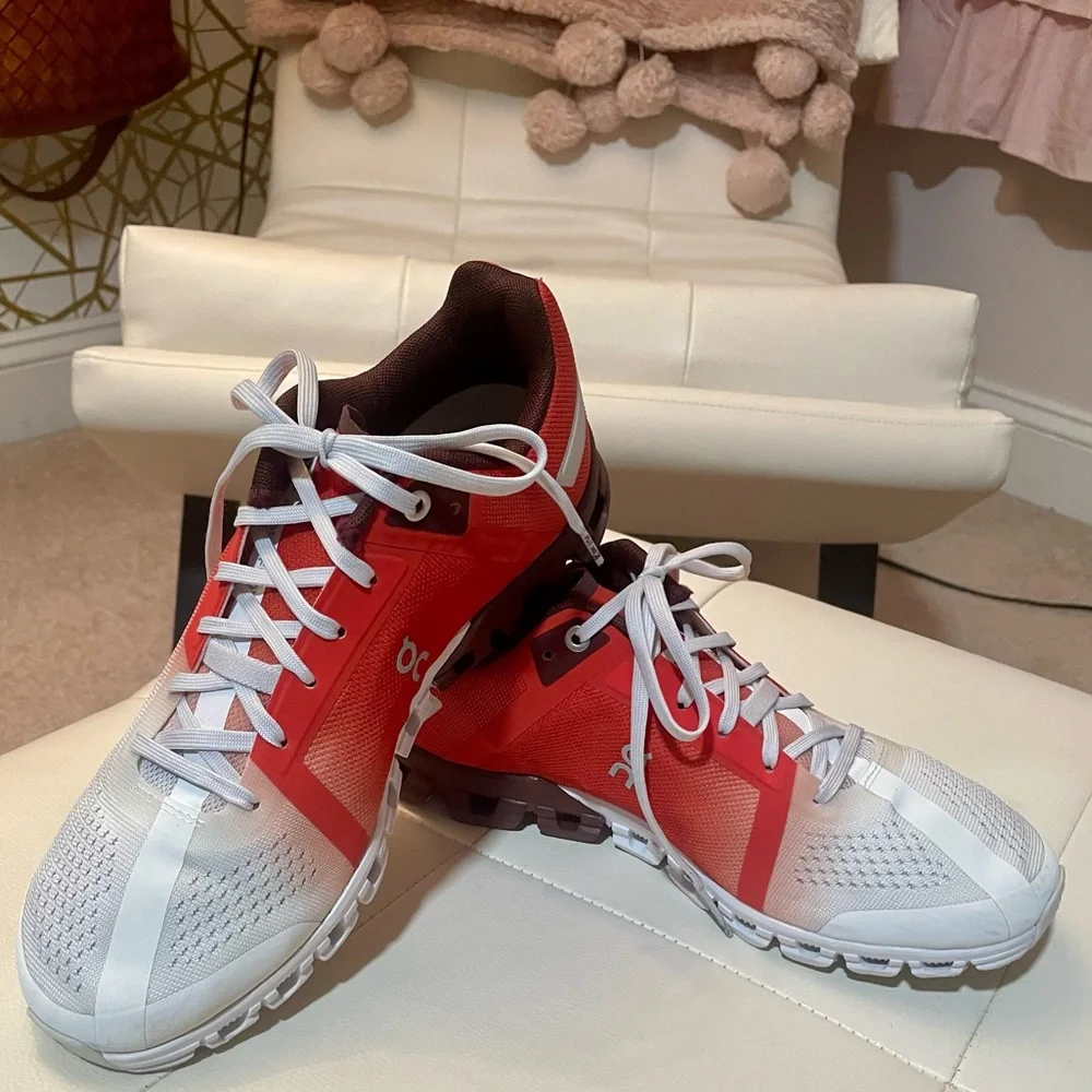 On Running women’s Athletic Shoes - Orange and White - Picture 2 of 4